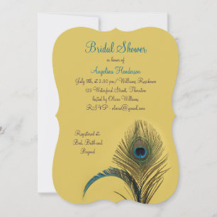 Elegantes Pfau-Brautparty (gelb) Einladung