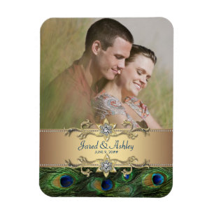 Elegantes Pfau-Foto speichert Datumsmagnete Magnet