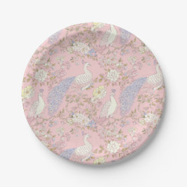 Elegantes Pfauen-Ornament Papierplatte Pappteller