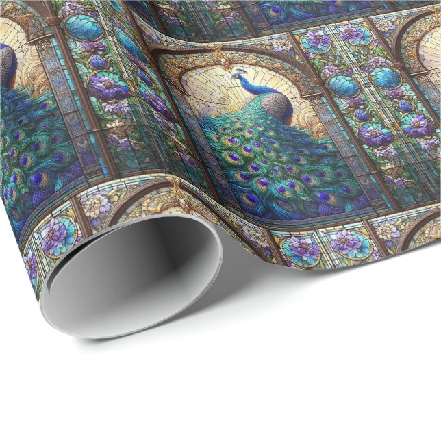 Elegantes Pfauengeschenkpapier Geschenkpapier (Rolleneckpunkt)