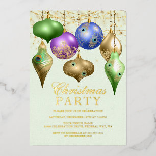 Elegantes Pfauenornament Weihnachtsfeier Folieneinladung