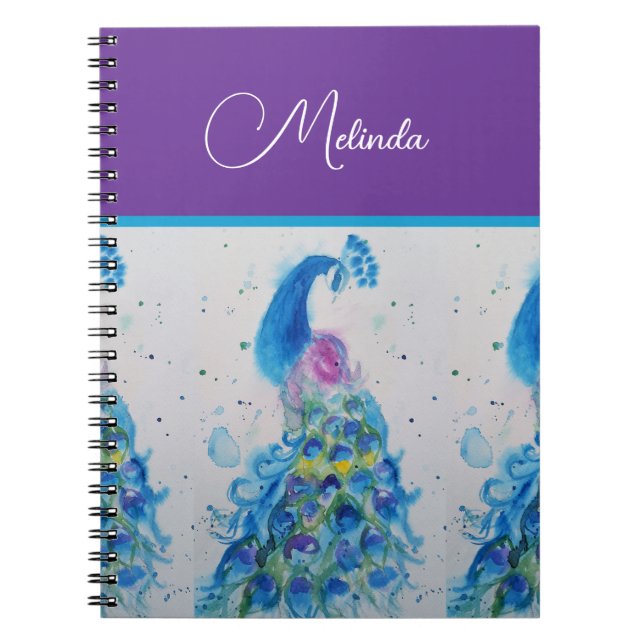 Elegantes Pfauenwasser Blaue Malerei Notizblock (Vorderseite)