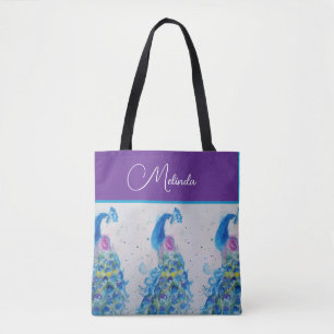Elegantes Pfauenwasser Blaue Malerei Tasche