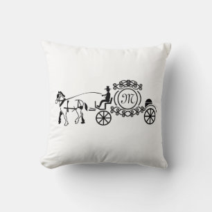 Elegantes Pferd Gezeichnet Hochzeitwagen-Monogramm Kissen