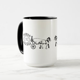 Elegantes Pferd Gezeichnet Hochzeitwagen-Monogramm Tasse