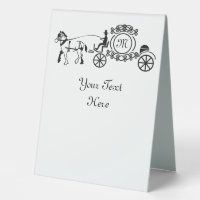 Elegantes Pferd Gezeichnet Wedding Wagon Monogramm