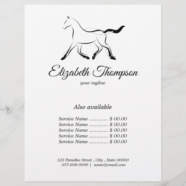 Elegantes Pferd in schwarzer Farbe Flyer (Hinten)