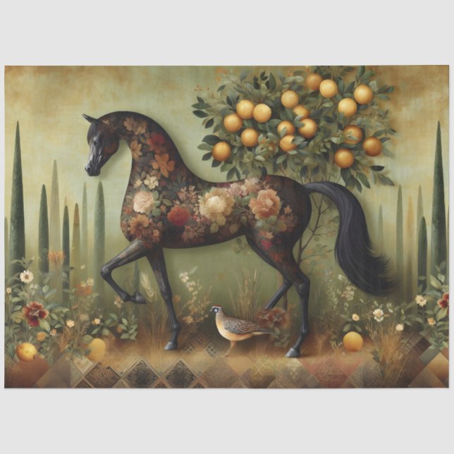 Elegantes Pferd, Pferd, Decoupage Seidenpapier (Vorderseite)