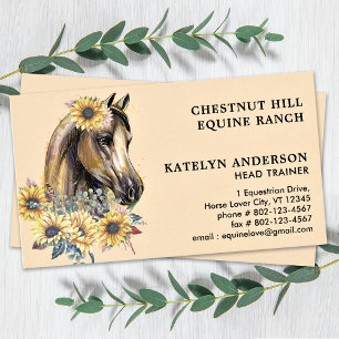 Elegantes Pferd Sonnenblume Florales Personalisier Visitenkarte