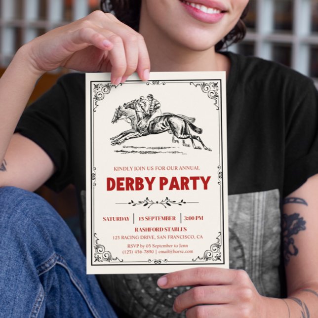 Elegantes Pferderennen Derby Party Reiten Einladung (Elegant Race Horse Derby Party Invitation)