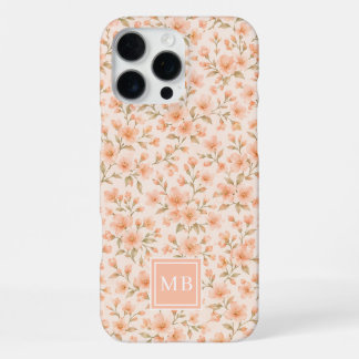 Elegantes Pfirsich-Blumenmonogramm  iPhone 16 Pro Max Hülle
