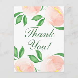 Elegantes Pfirsich-Rosa-Blüten-Dankeschön Postkarte