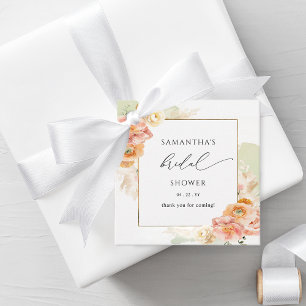 Elegantes Pfirsichcreme und grünes Brautparty Geschenkanhänger