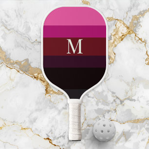 Elegantes Pflaumen-Fuchsien-Farbenblock-Monogramm Pickleball Schläger