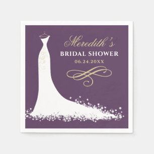 Elegantes Pflaumen-Gold-Hochzeitskleid-Brautparty Serviette