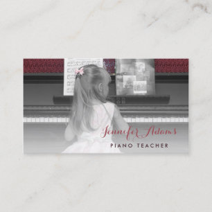 Elegantes Piano Teacher Girl Student Rosa Kleid Visitenkarte