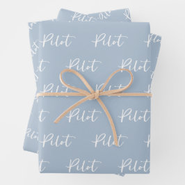 Elegantes Pilot Pinselschrift Typografie Geschenkpapier Set