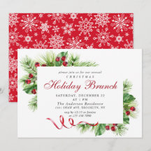 Elegantes Pine Holly Berry Weihnachtsfest Brunch