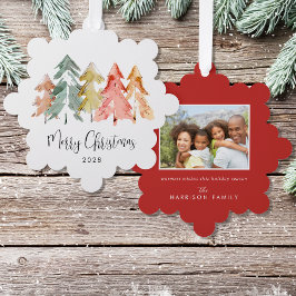 Elegantes Pine Tree Foto Frische Weihnachten Ornament Karte