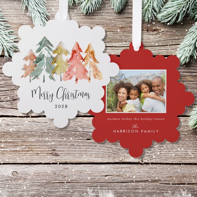 Elegantes Pine Tree Foto Frische Weihnachten Ornament Karte (Von Creator hochgeladen)