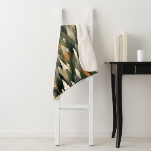 Elegantes Pine Tree Muster Rustikaler Wald Sherpadecke