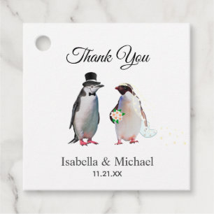 Elegantes Pinguin-Paar Danke Hochzeit Geschenkanhänger