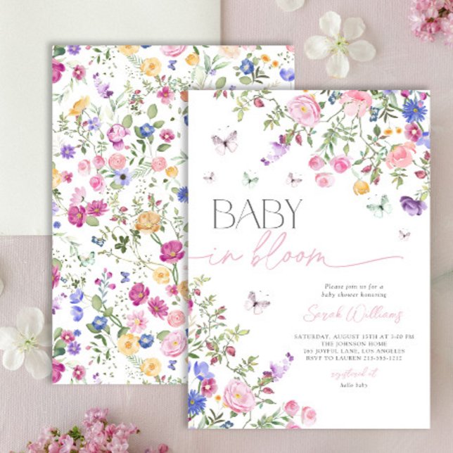 Elegantes Pink Baby in Bloom Girl Babydusche Einladung (Von Creator hochgeladen)
