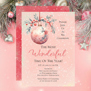 Elegantes Pink Bauble Das schönste Party des Jahre Einladung