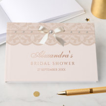 Elegantes Pink Beige Bow Lace Brautparty