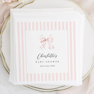 Elegantes Pink Bow Baby Shower Paper Napkin Serviette