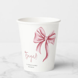 Elegantes Pink Bow Baby Shower Party Pappbecher