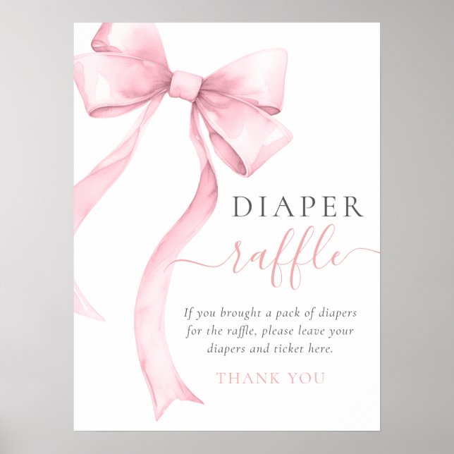 Elegantes Pink Bow Girl Duschmädchen Windelwanne Poster (Vorne)