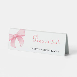 Elegantes Pink Bow Reserve für die Familie des Brä Tischaufsteller