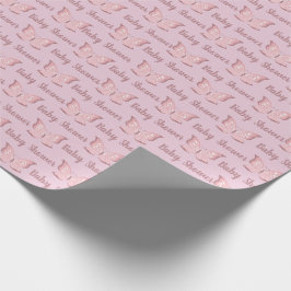 Elegantes Pink Butterfly Baby Shower Wrapping Pape Geschenkpapier