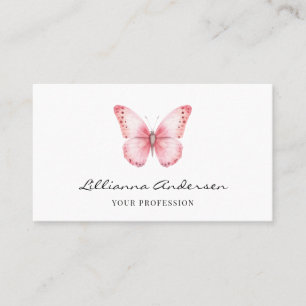 Elegantes Pink Butterfly Script Visitenkarte