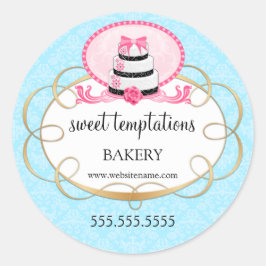 Elegantes Pink Cake Bakery Packaging Runder Aufkleber