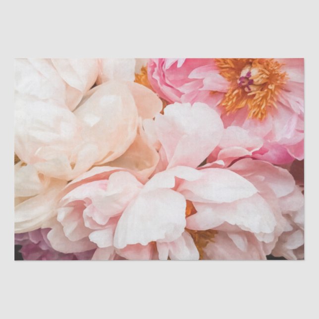 Elegantes Pink & Cream Peonies Tissue Seidenpapier (Vorderseite)