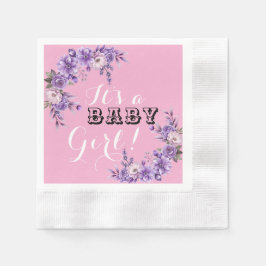 Elegantes Pink Floral Baby Girl Dusche Party Paper Serviette