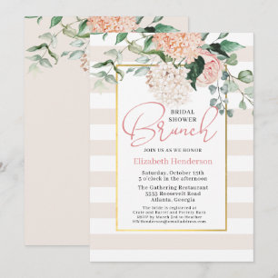 Elegantes Pink Floral Hydrangea Brautparty Brunch Einladung