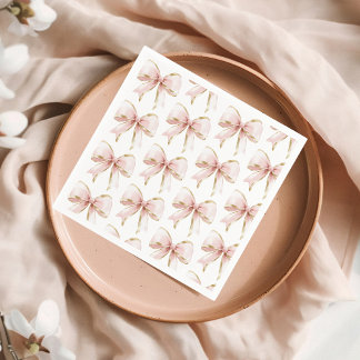 Elegantes Pink Gold Bow Muster Baby Shower Girl Serviette