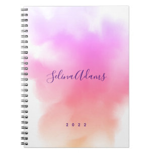 Elegantes Pink Gold Watercolor Script Abstrakt Notizblock
