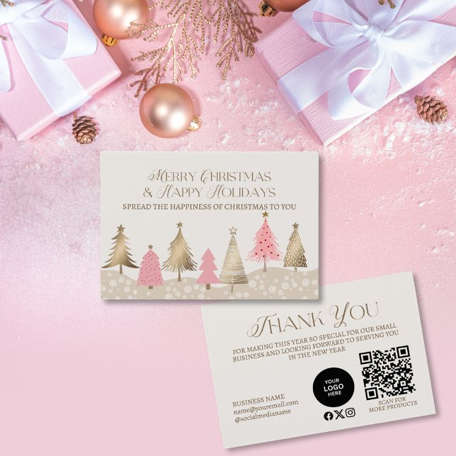 Elegantes Pink Gold Weihnachtsgeschäft Vielen Dank (Von Creator hochgeladen)