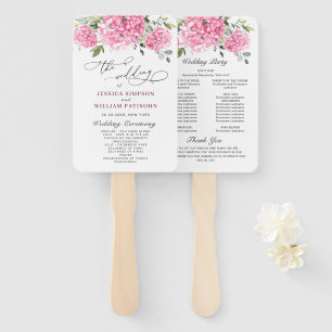Elegantes Pink Hydrangea Hochzeitsprogramm Fächer