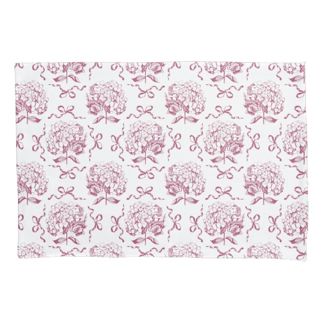 Elegantes Pink-Hydrangea-Muster Kissenbezug (Vorderseite)