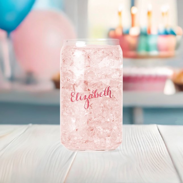 Elegantes Pink-Kalligrafie-Script Mit Monogramm Ch Dosenglas (Insitu (Baby Party))