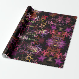 Elegantes Pink Lila Stars Muster Frohe Weihnachten Geschenkpapier