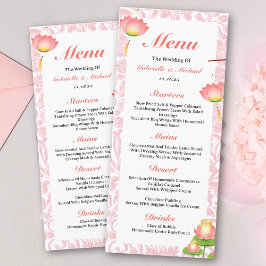Elegantes Pink Lotus Lanterns Indian Wedding Menu