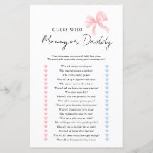Elegantes Pink Mommy oder Daddy Baby Shower Spiel