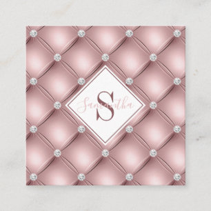 Elegantes Pink-Monogramm-Haar und Make-up Quadratische Visitenkarte