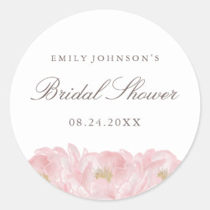 Elegantes Pink Peony Brautparty Runder Aufkleber